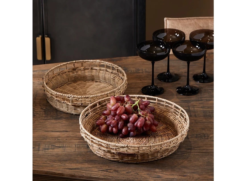 Rustic Rattan Square Weave Basket- Naturel- Set 2- sfeerbeeld