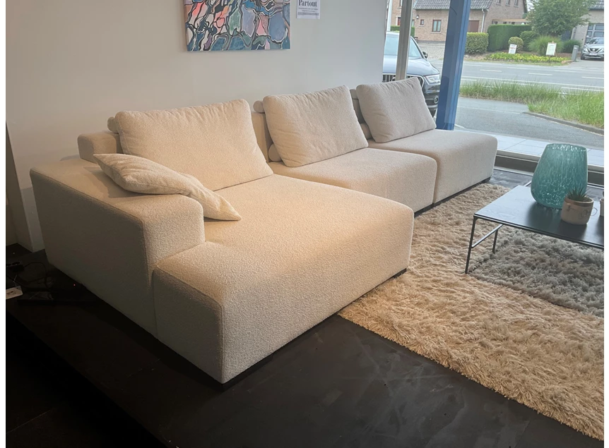 Salon Lexus longchair cosy stof gebroken wit Passe Partout