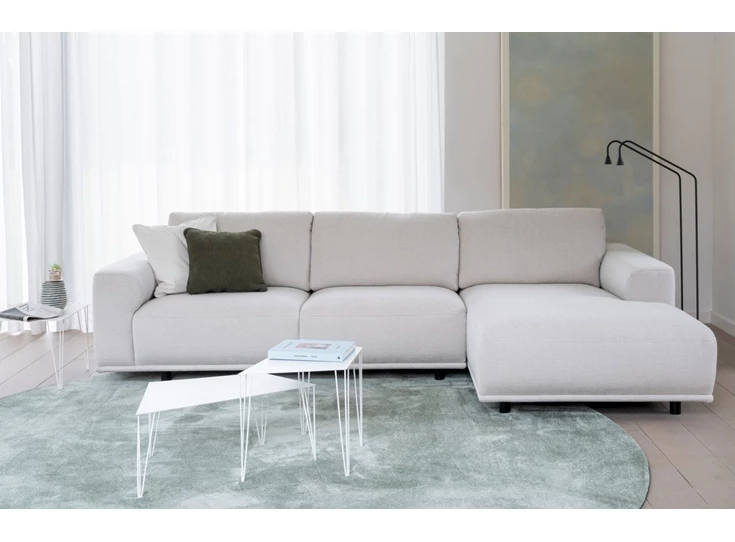 Front Salon Feline met longchair stof wit Moome by Indera