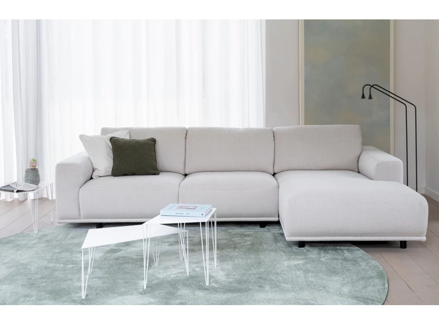 Front Salon Feline met longchair stof wit Moome by Indera