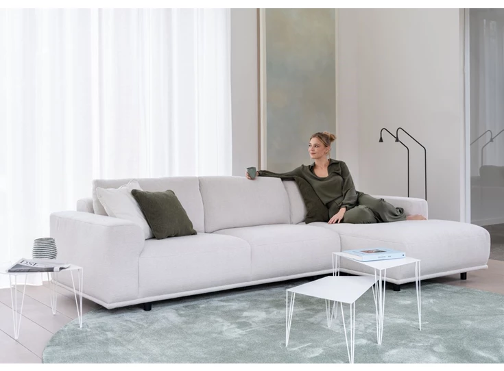 Salon Feline met longchair stof wit Moome by Indera