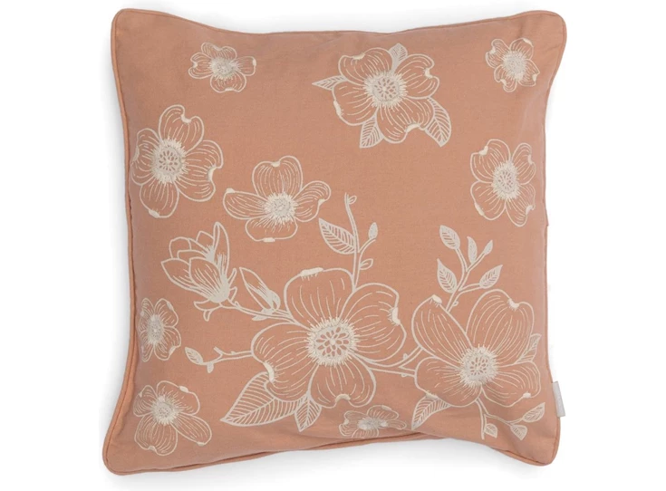 Floral Pillow Cover- Katoen- Roze/Wit- 50x50