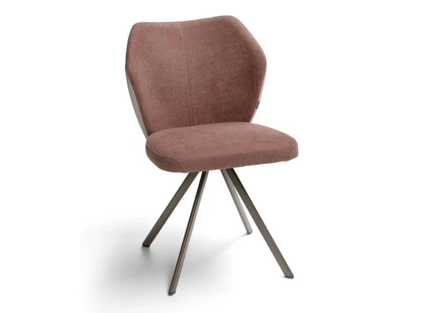 Stoel Toby combi stof leder zand poot brons Bree's New World