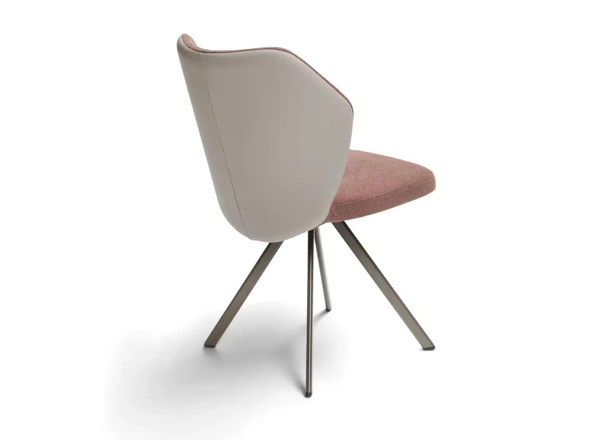 Achterkant Stoel Toby combi stof leder zand poot brons Bree's New World