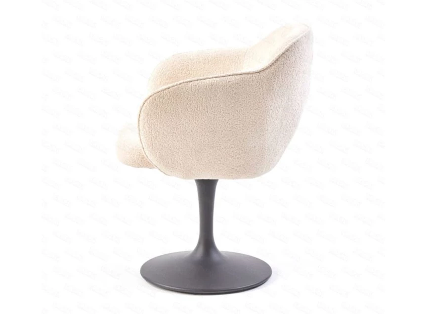 Zijkant Armstoel Droplet Saxon stof beige draaivoet Lievens