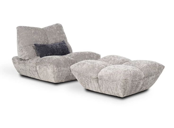 Met poef Bijzetzetel 1-zit Passion stof grijs Designwerk