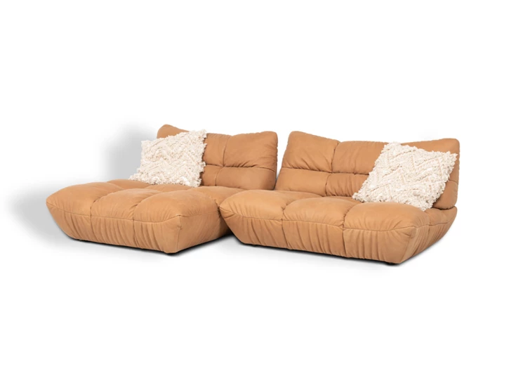 Diepteverstelling Zetel Passion met longchair leder cognac Designwerk