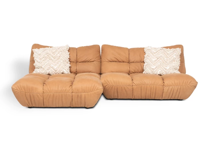 Front Zetel Passion met longchair leder cognac Designwerk