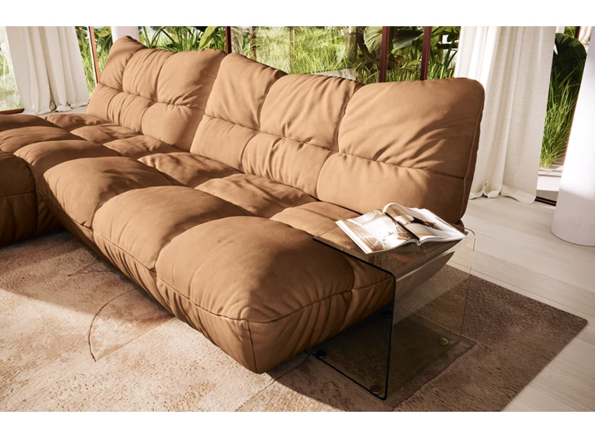 Zijde Zetel Passion met longchair leder cognac Designwerk