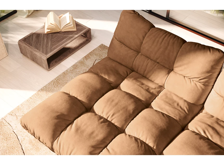 Bovenkant Zetel Passion met longchair leder cognac Designwerk