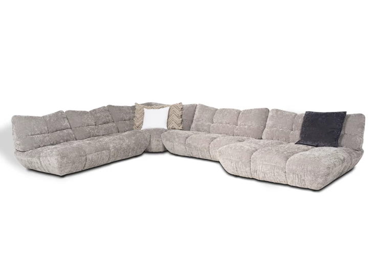 Hoekzetel Passion met longchair stof grijs Designwerk