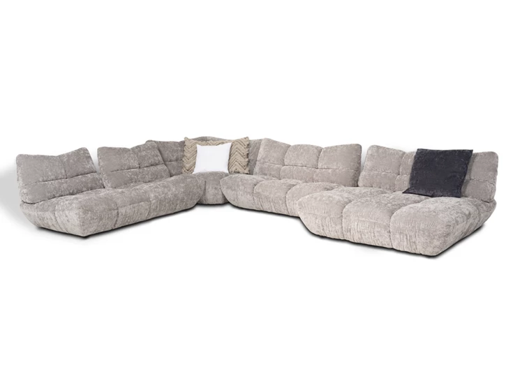 Grote hoeksalon Passion met longchair stof grijs Designwerk