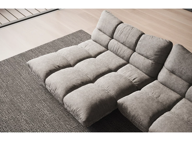 Ligelement Hoekzetel Passion met longchair stof grijs Designwerk