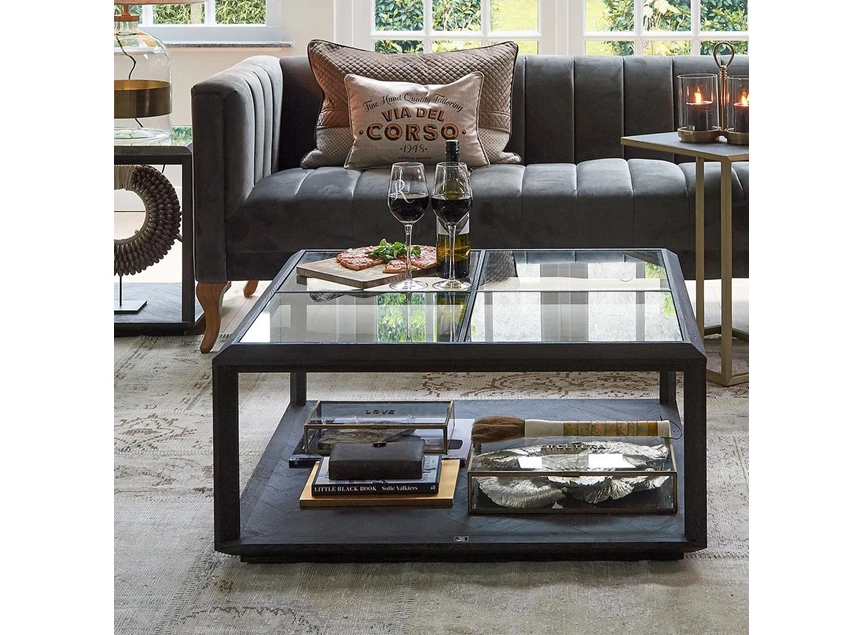 Belmont Coffee Table 90x90- Eikenhout, Glas- sfeerbeeld