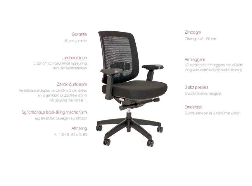 TEC05 ERGONOMISCHE BUREELSTOEL BLACK detail