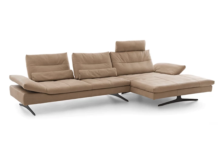 Zetel Seventy5 met longchair leder taupe Willi Schillig