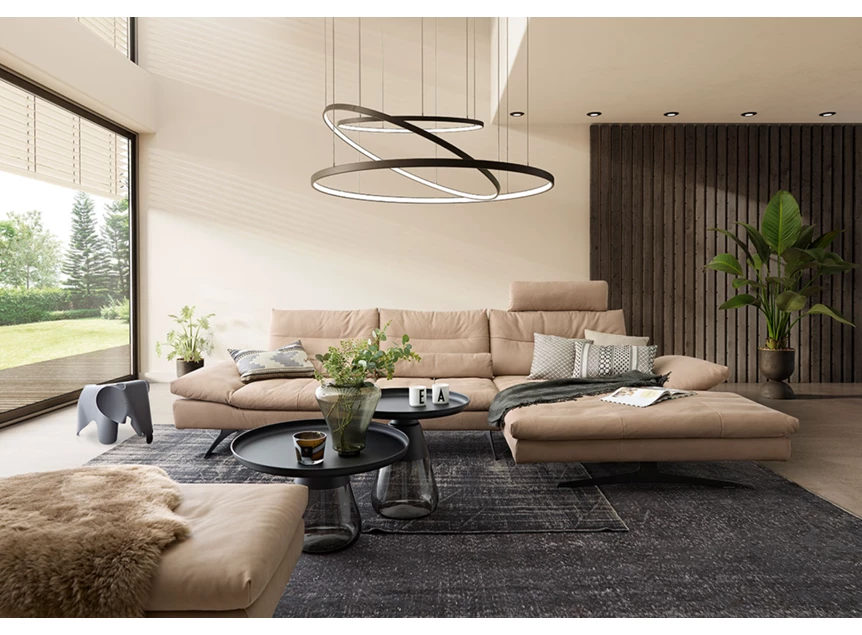 Sfeerfoto Zetel Seventy5 met longchair leder taupe Willi Schillig