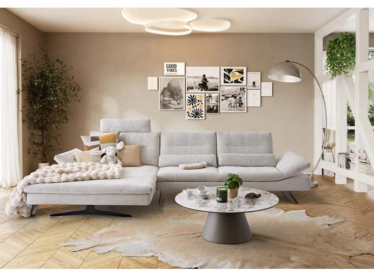 Zetel Seventy5 met longchair stof grijs Willi Schillig