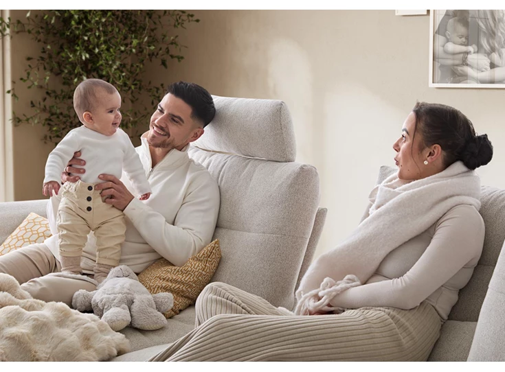 Sfeerfoto Zetel Seventy5 met longchair stof grijs Willi Schillig