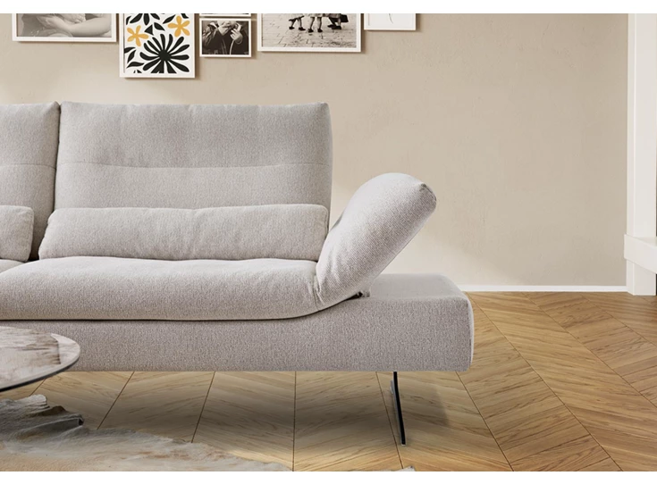 Armverstelling Zetel Seventy5 met longchair stof grijs Willi Schillig