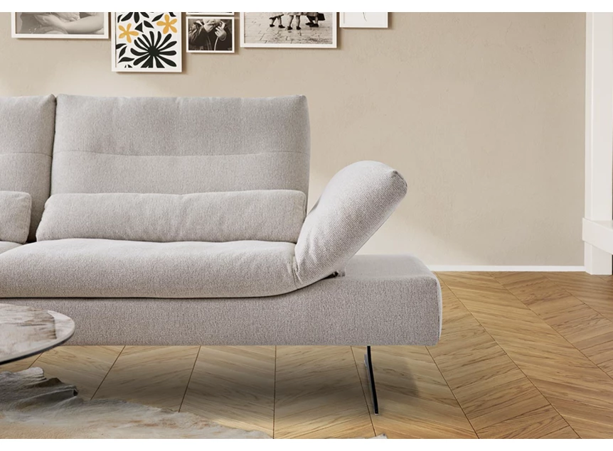 Armverstelling Zetel Seventy5 met longchair stof grijs Willi Schillig