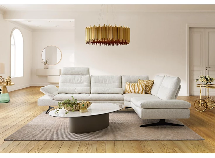 Sfeerfoto Hoeksalon Seventy5 stof wit beige Willi Schillig