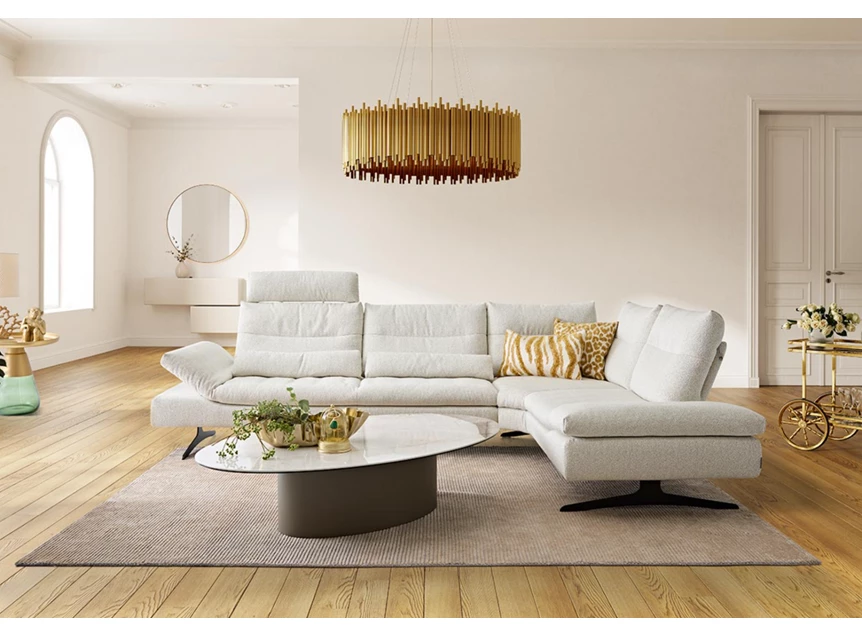 Sfeerfoto Hoeksalon Seventy5 stof wit beige Willi Schillig