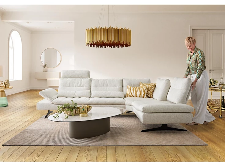 Diepteverstelling Hoeksalon Seventy5 stof wit beige Willi Schillig