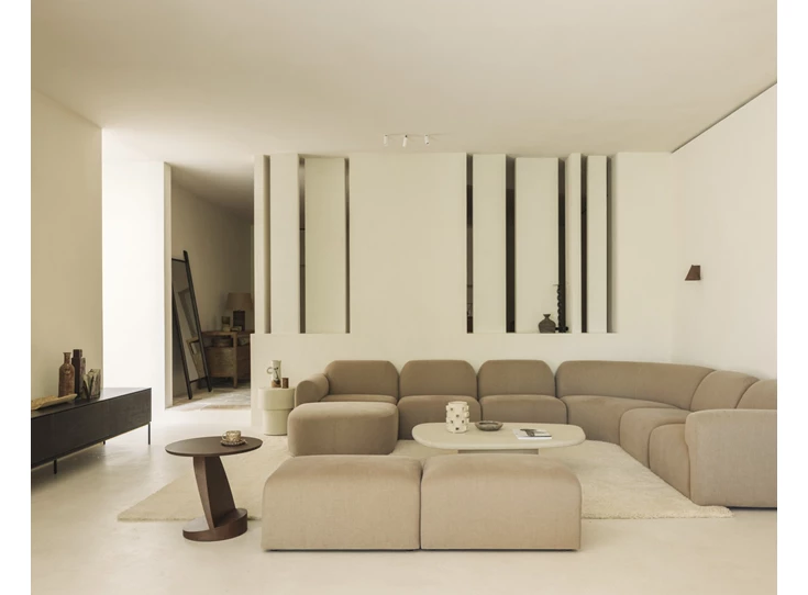 Lange Voetenbank Bulky 20021 stof Light Sepia Ethnicraft