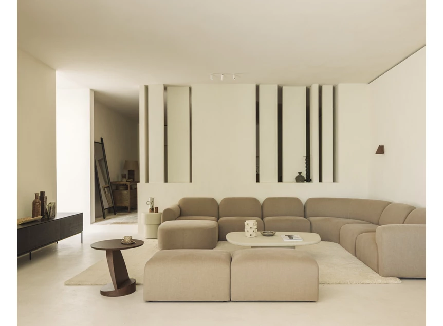 Lange Voetenbank Bulky 20021 stof Light Sepia Ethnicraft