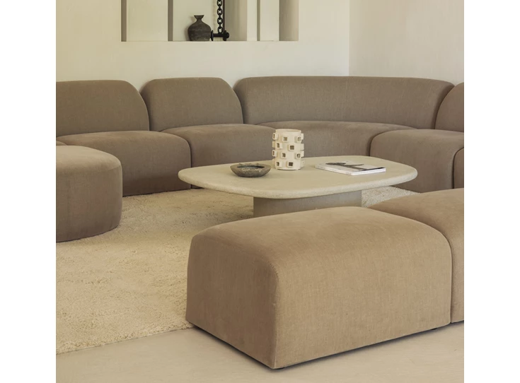 Zijkant Voetenbank Bulky 20021 stof Light Sepia Ethnicraft