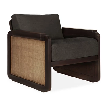 Bijzetzetel Teak Panel Dark Brown Lounge Chair 10771 Ethnicraft