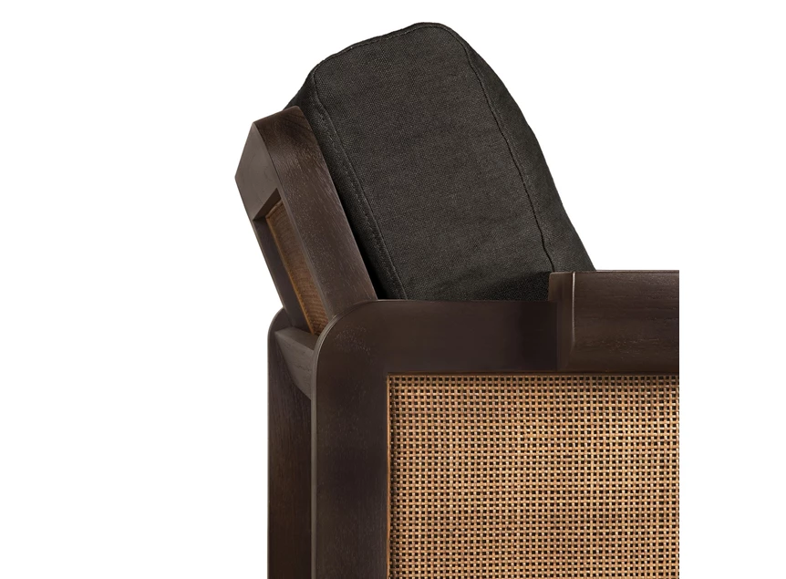 Rugleuning Bijzetzetel Teak Panel Dark Brown Lounge Chair 10771 Ethnicraft