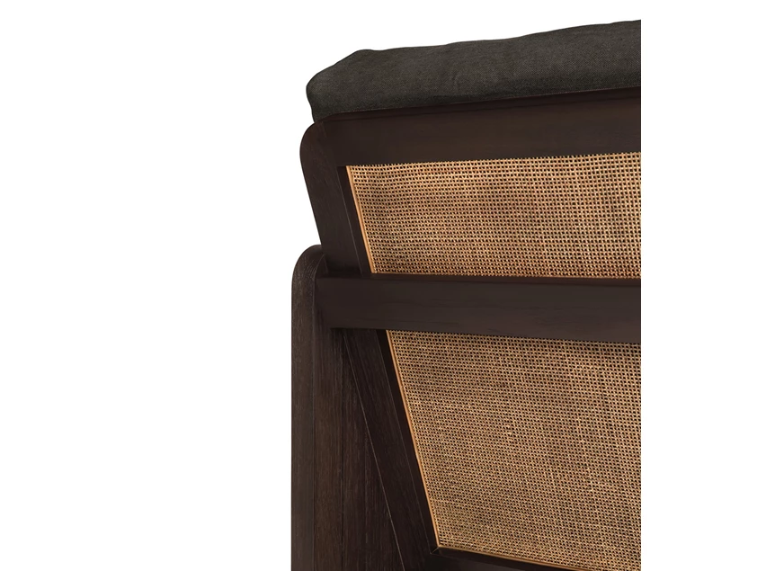 Rotan Bijzetzetel Teak Panel Dark Brown Lounge Chair 10771 Ethnicraft