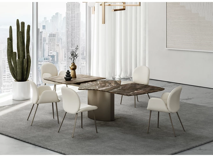 Sfeerfoto Eetkamerstoel Cobe 2065 leder beige Draenert