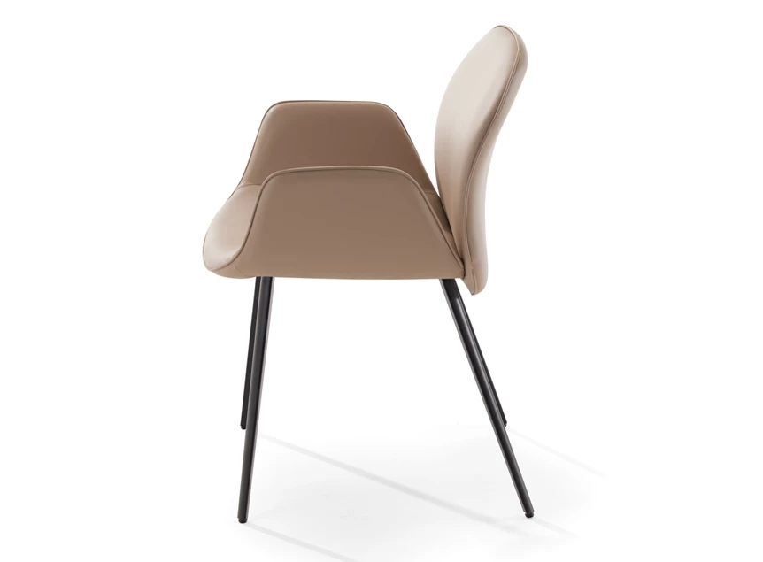 Zijkant Eetkamerstoel Cobe met armleuningen 2065-I leder taupe Draenert