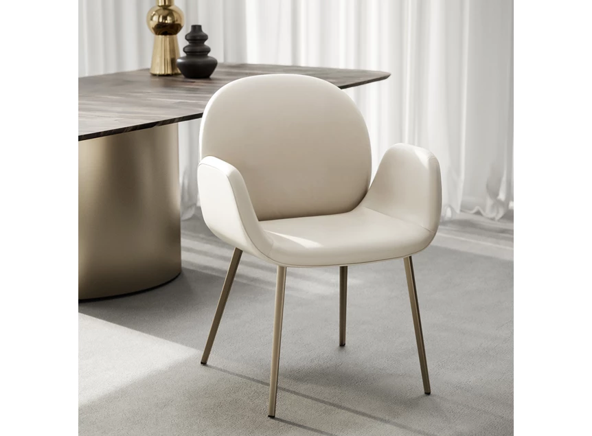 Front Eetkamerstoel Cobe met armleuningen 2065-I leder beige Draenert