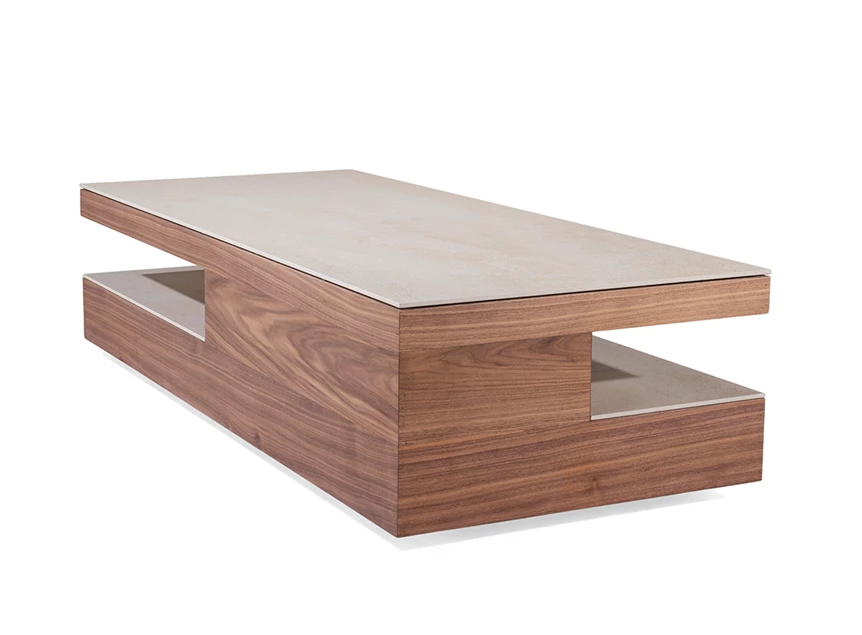 Open vakken Salontafel Edge fineer noot keramiek Tables to love Crest Karat