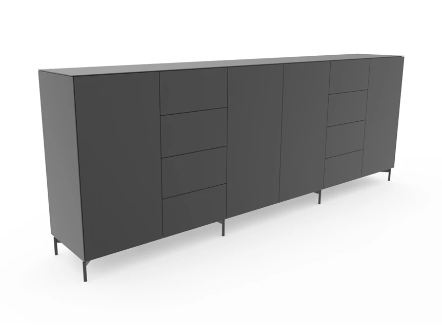 Zijkant Barkast hoge dressoir Side opstelling 7 mat glas zwart Spectral