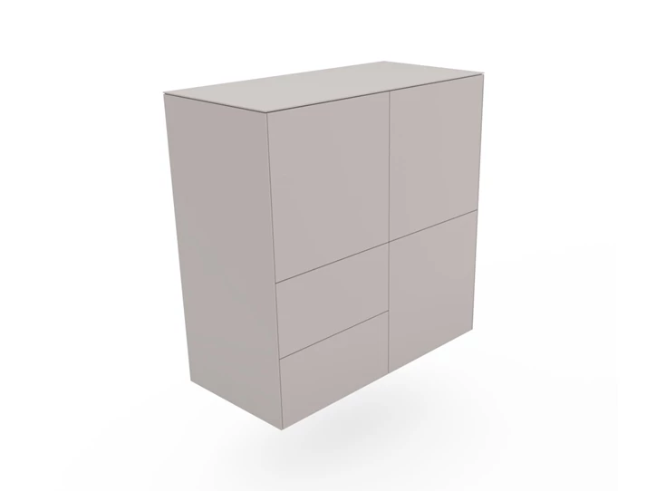 Zijkant Barkast Side opstelling 9 hangend combi mat blinkend glas pebble Spectral