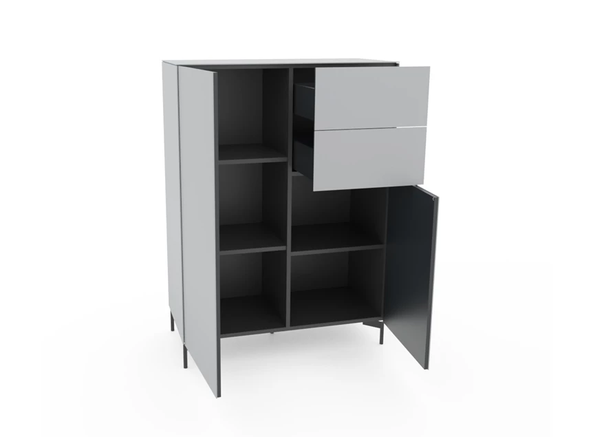 Open Barkast Side opstelling 10 mat glas grey poot Edge Spectral