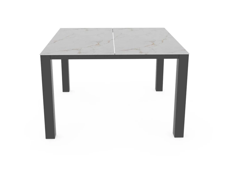 Front Tafel T vierkant keramiek marmerlook wit Crest tables to love Karat