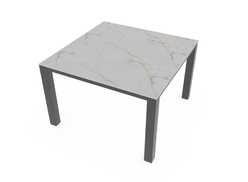 Bovenkant Tafel T vierkant keramiek marmerlook wit Crest tables to love Karat