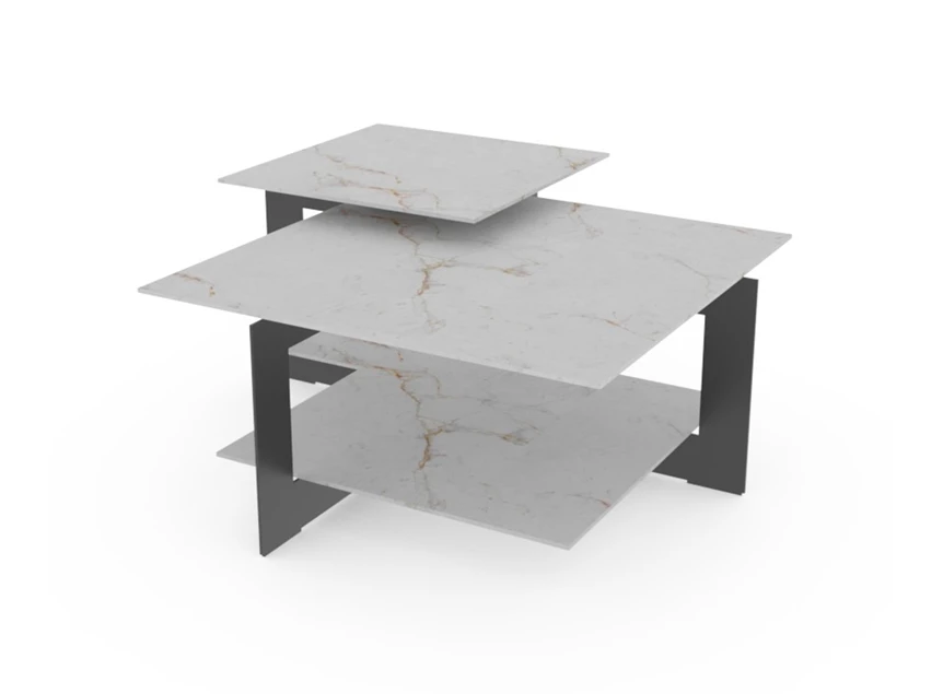 Front Salontafel TRIO marmerlook wit Crest Tables to love Karat