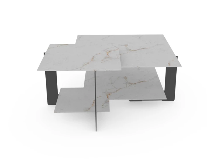 Zijkant Salontafel TRIO marmerlook wit Crest Tables to love Karat