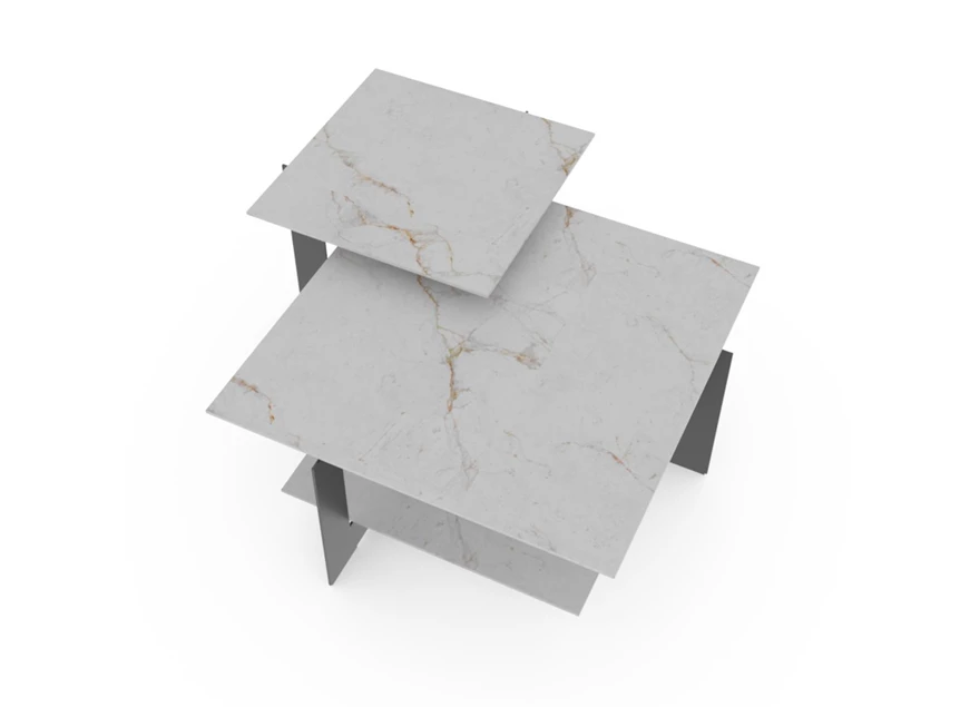 Bovenkant Salontafel TRIO marmerlook wit Crest Tables to love Karat