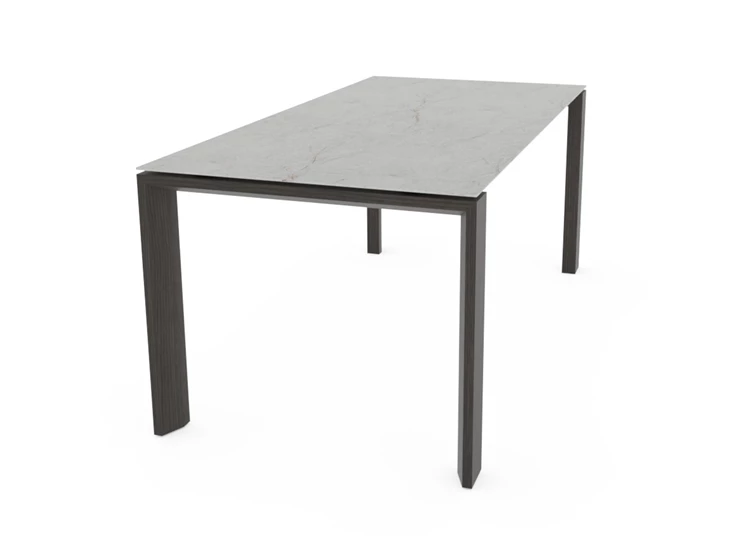 Zijkant Tafel TH houten poot keramiek marmerlook Crest Tables to love Karat