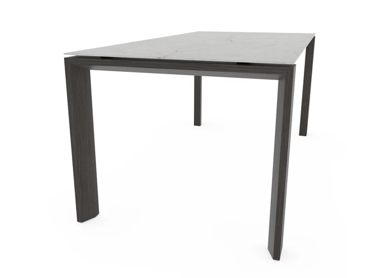 Detail Tafel TH houten poot keramiek marmerlook Crest Tables to love Karat