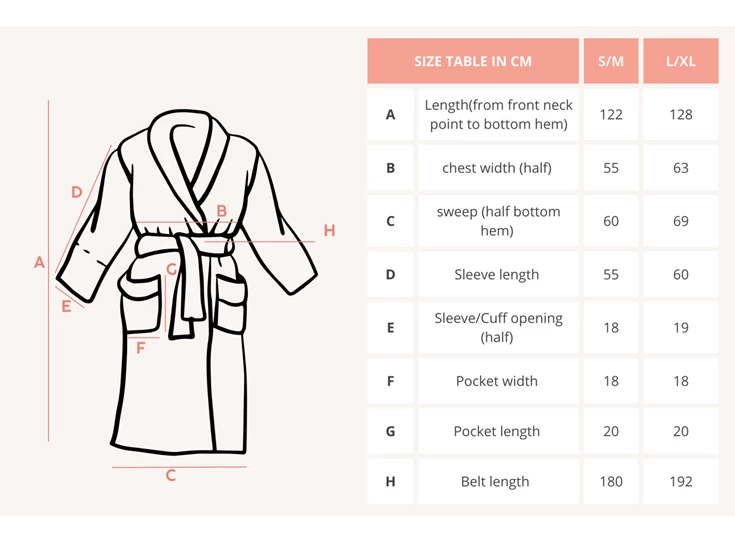 Bathrobe Jacquard flanel Pippa L/XL ivoor afmetingen