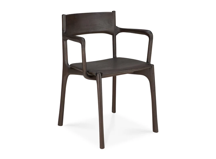 Armstoel Teak Pi Dark Brown Dining Chair with armrest 11575 Ethnicraft